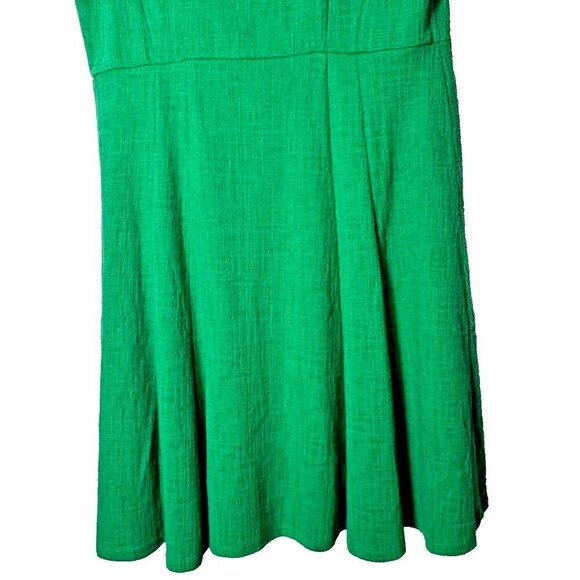 ANTHROPOLOGIE MAEVE GREEN FIT & FLARE NOVA TEXTURED DRESS SZ L NWT SHORT SLEEVE - Picture 6 of 11